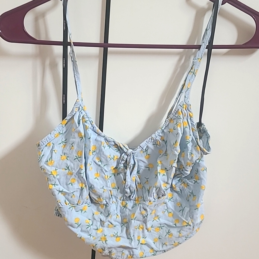 F21 Sky Blue lemmon crop top